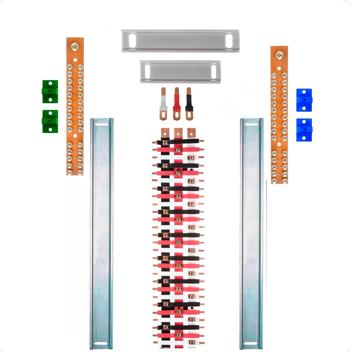 Kit Barramento Trifásico 100a Para 54 Circuitos Com Termo Retrátil