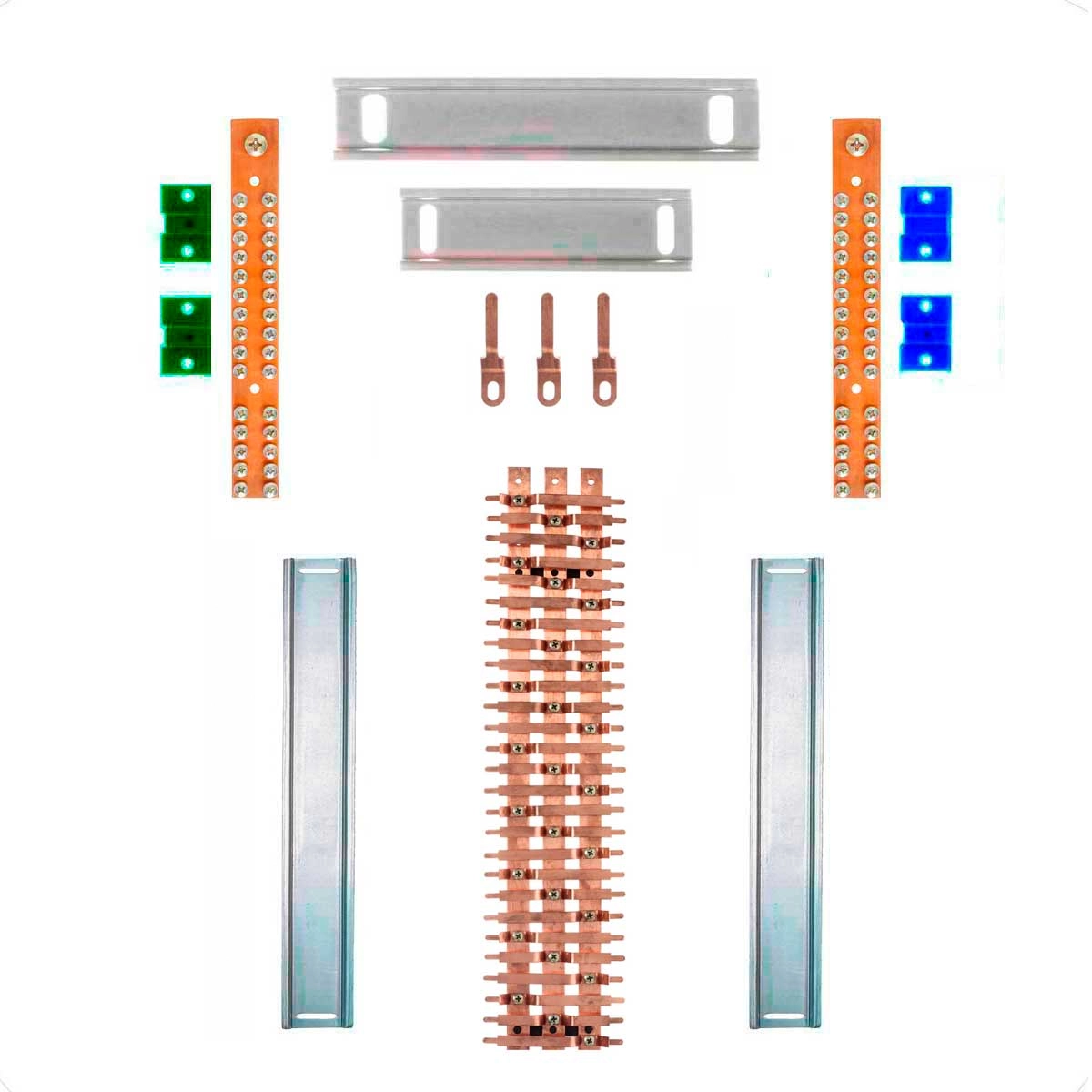 Kit Barramento Trifásico 100a Para 54 Circuitos