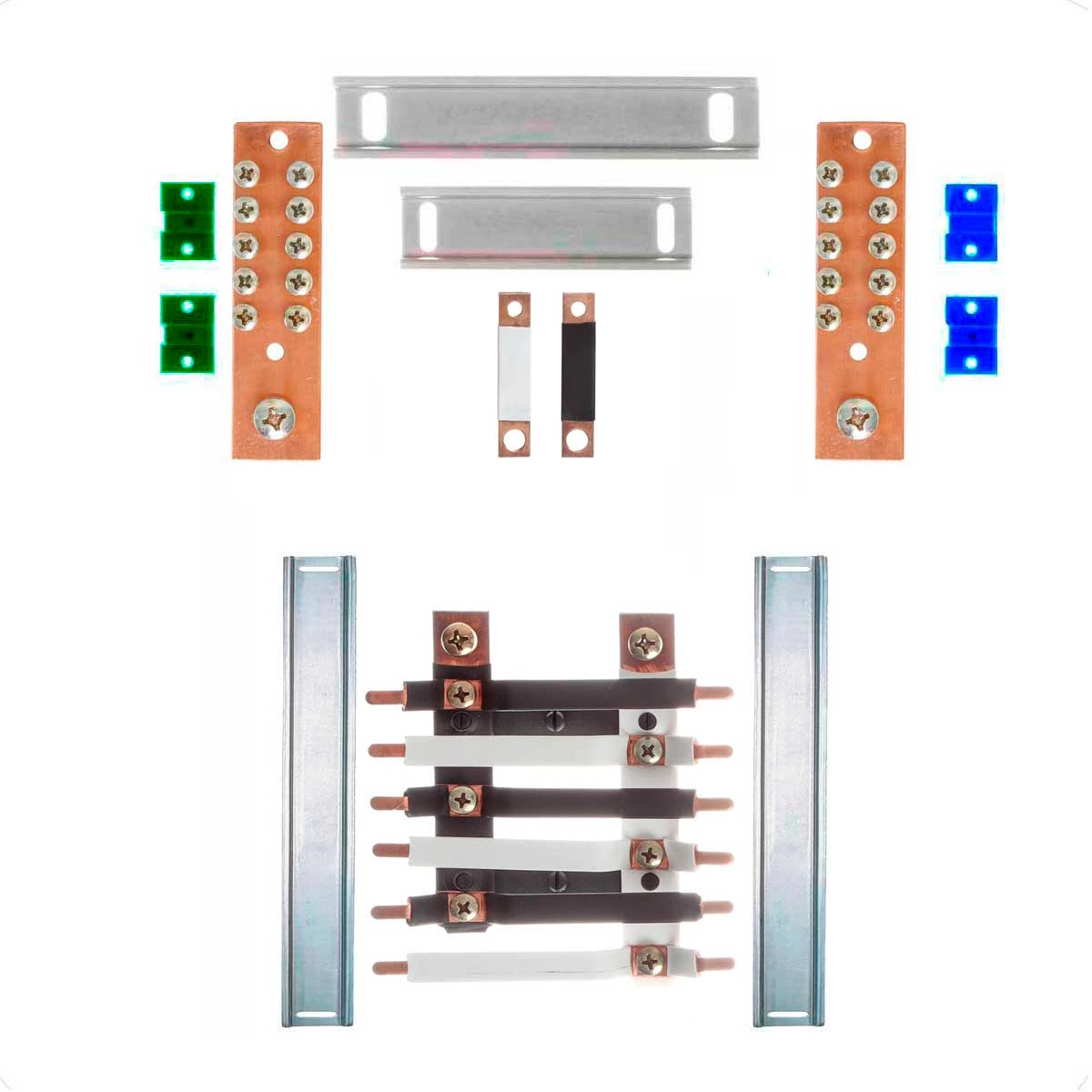 Kit Barramento Bifásico 150a Para 12 Circuitos Com Termo Retrátil