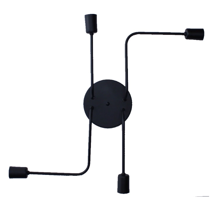 Plafon Sobrepor Industrial Para 4 Lâmpadas Preto Pipe