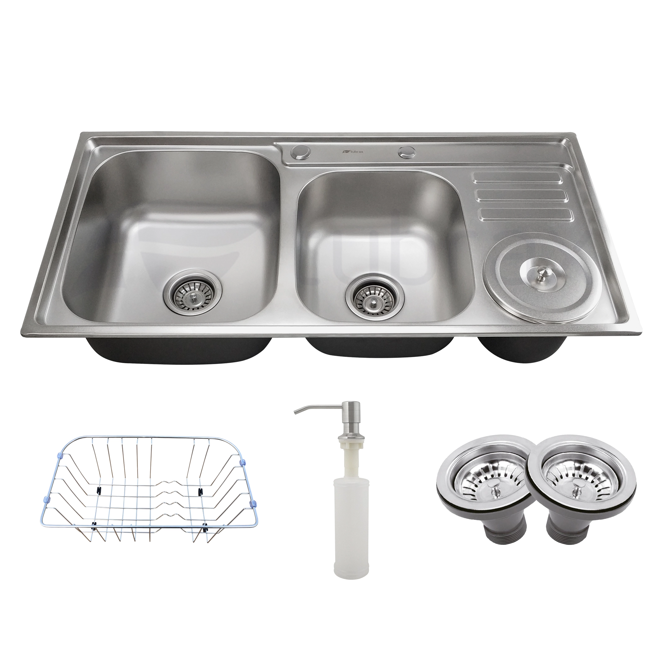 Cuba Dupla De Cozinha Com Lixeira Produzida Em Aço Inox Com Kit - Cbc0007-c