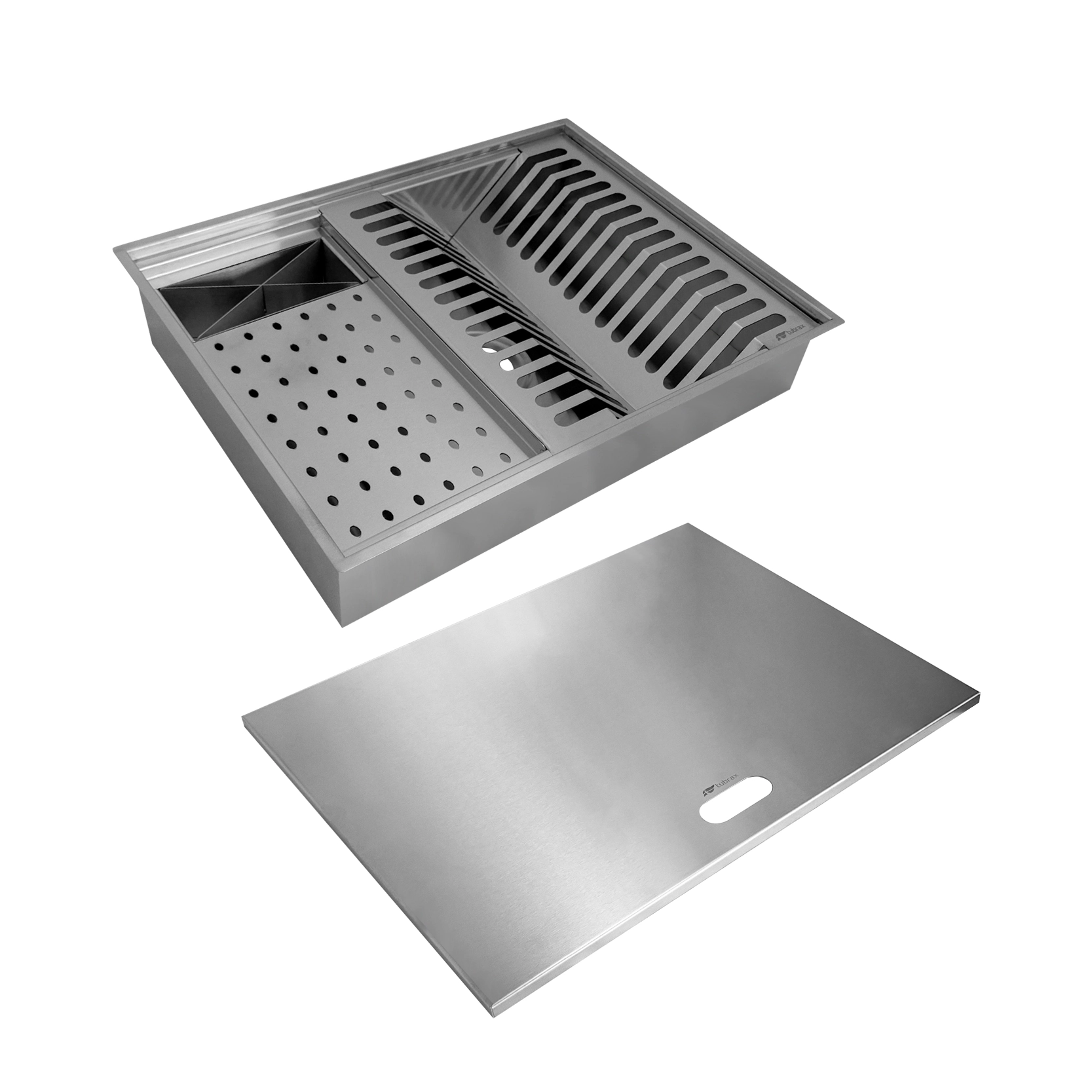 Canal Úmido Organizador Calha De Cozinha Em Aço Inox 304 C/3 Módulos 50x40 - Tubrax