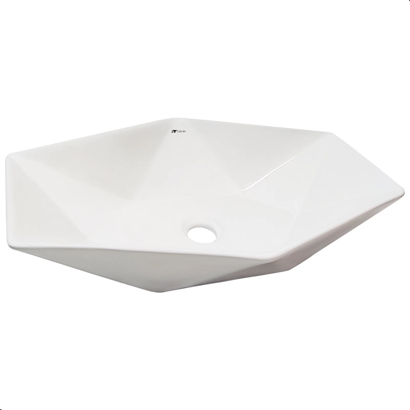 Cuba Pia Ceramica Porcelana Banheiro Lavabo De Apoio Diamante Branca 63x41 Tubrax - Bab0021