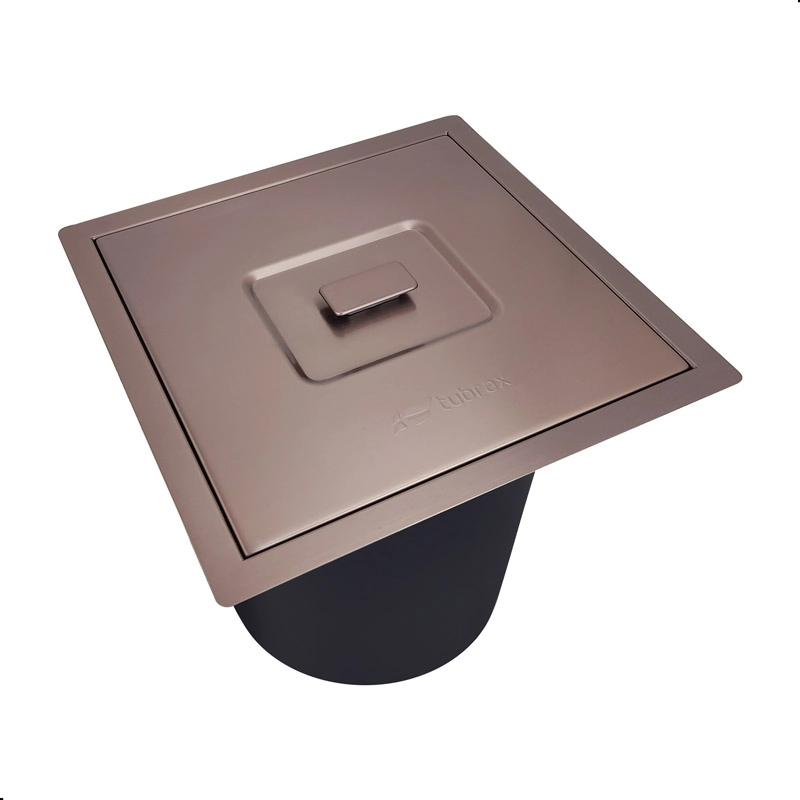 Lixeira De Embutir Em Aco Inox Com Acabamento Escovado Rose Tubrax - Lac0003-c