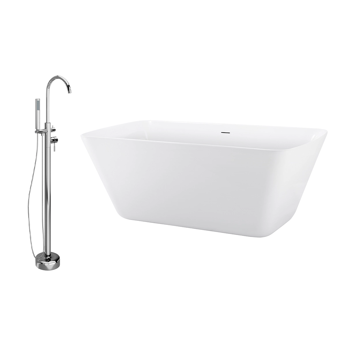 Kit Banheira de Imersão Freestanding NAB0001 + Torneira Misturador Monocomando de Piso para Banheira