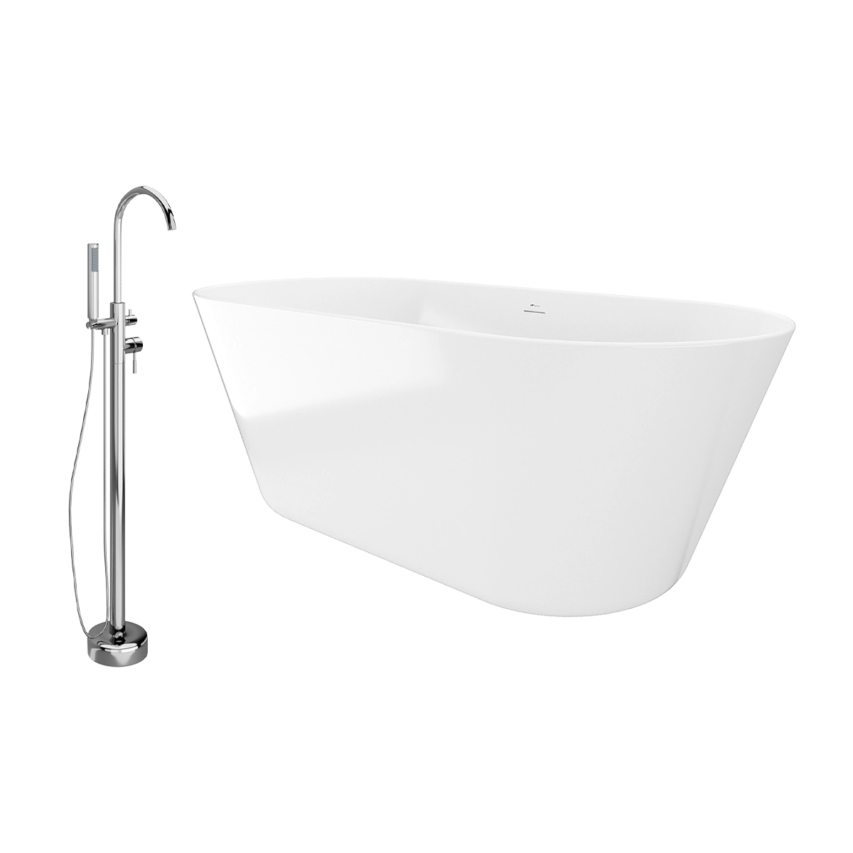 Kit Banheira de Imersão Freestanding NAB0002 + Torneira Misturador Monocomando de Piso para Banheira