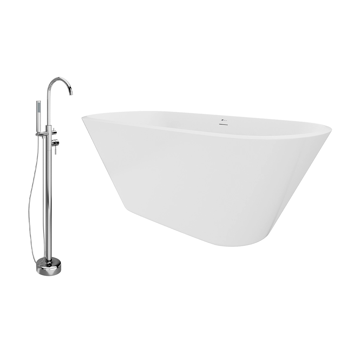 Kit Banheira de Imersão Freestanding NAB0003 + Torneira Misturador Monocomando de Piso para Banheira