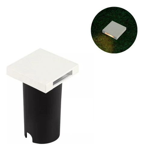 Spot Embutido De Solo Balizador Quadrado Pto / Bco 1 Facho  - Branco - Preto