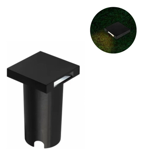 Spot Embutido De Solo Balizador Quadrado Pto / Bco 1 Facho  - Preto - Preto