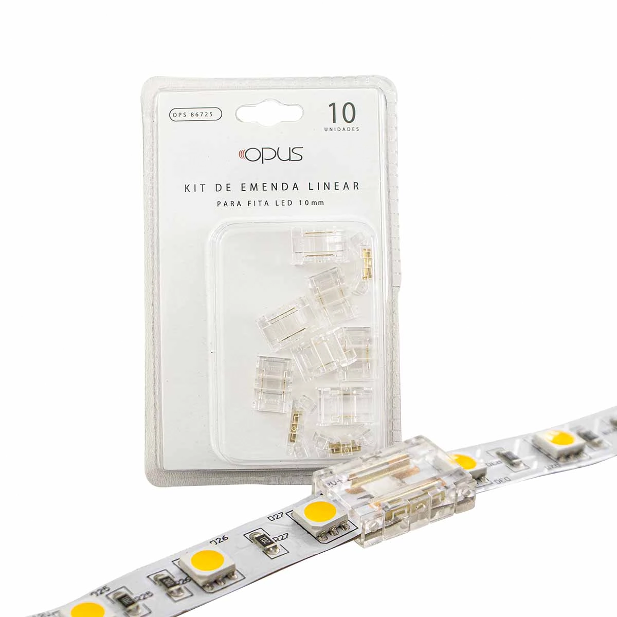 Kit Conector Emenda Linear C/ 10 Un P/ Fita Led 10 Mm Opus St3084