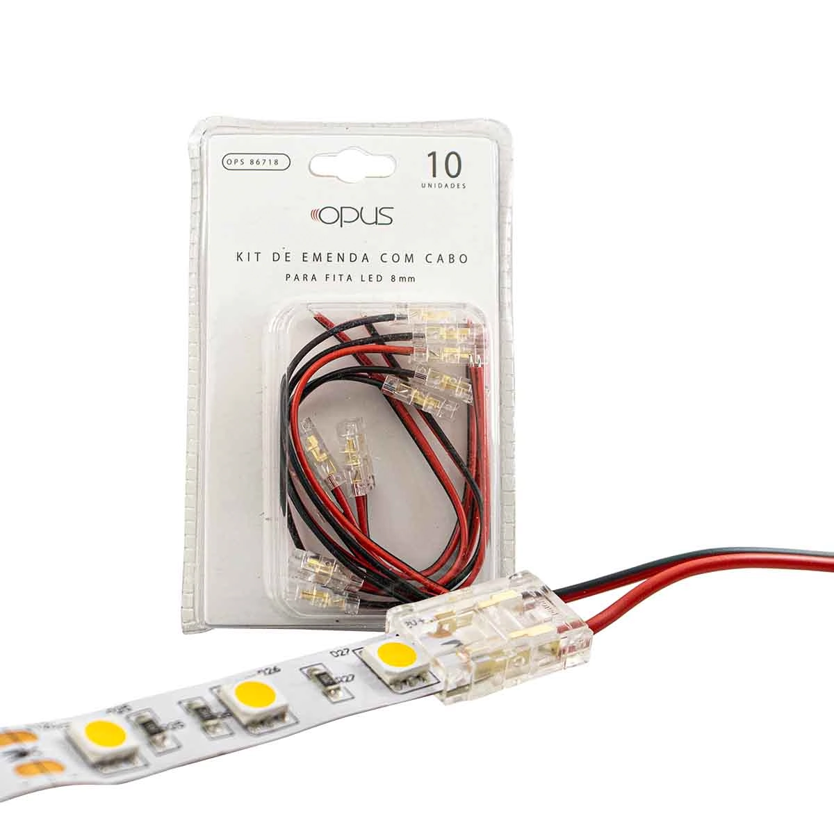 Kit Conector Emenda Com Cabo C/ 10 Un P/ Fita Led 10mm 86732 Opus St3084