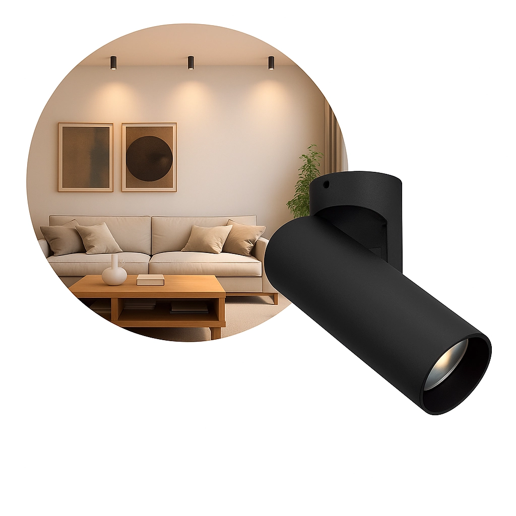 Spot Led De Sobrepor Rubik 10w 3000k Preto Orientável Irc97 Opus St3260