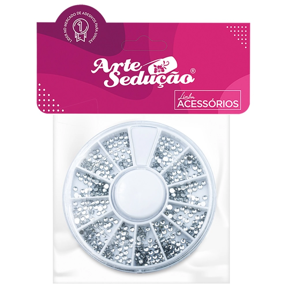 Disco Com Strass Prata Pedrarias De Unhas Para Decoração Arte Sedução
