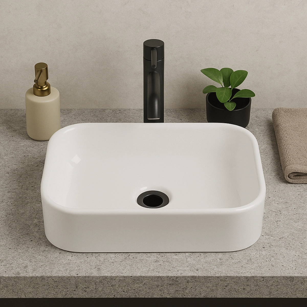 Cuba Banheiro De Apoio Sobrepor Branca Retangular Lavabo Lavatório 36cm Marmore Arredondada