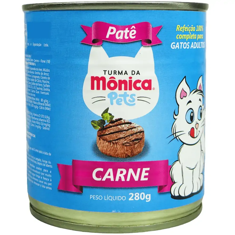 Patê Em Lata Para Gatos Sabor Carne Turma Da Mônica 280g