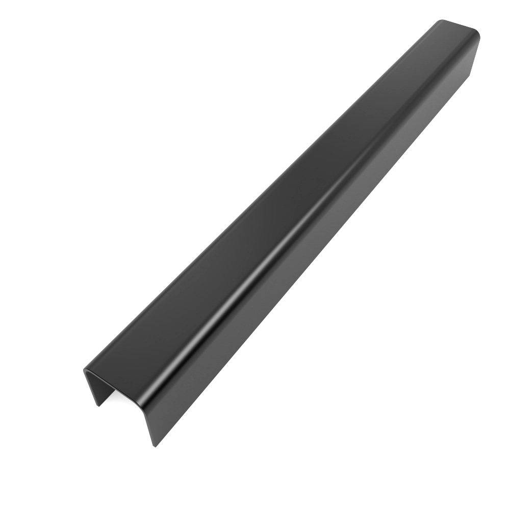 Perfil Listelo, U Aço 304 Brilho, Preto A9mm L11mm C2m