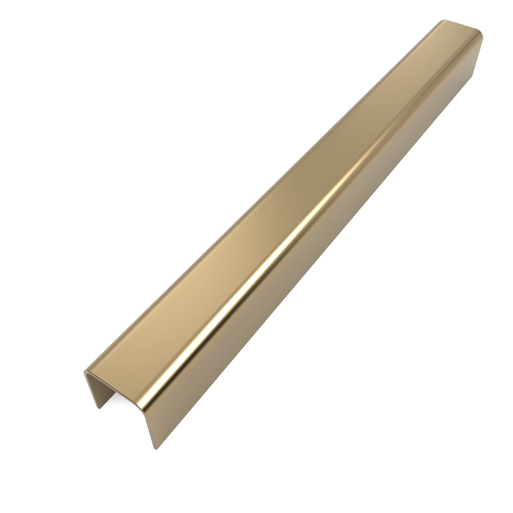 Perfil Listelo, U Aço 304 Brilho, Bronze A9mm L11mm C2m