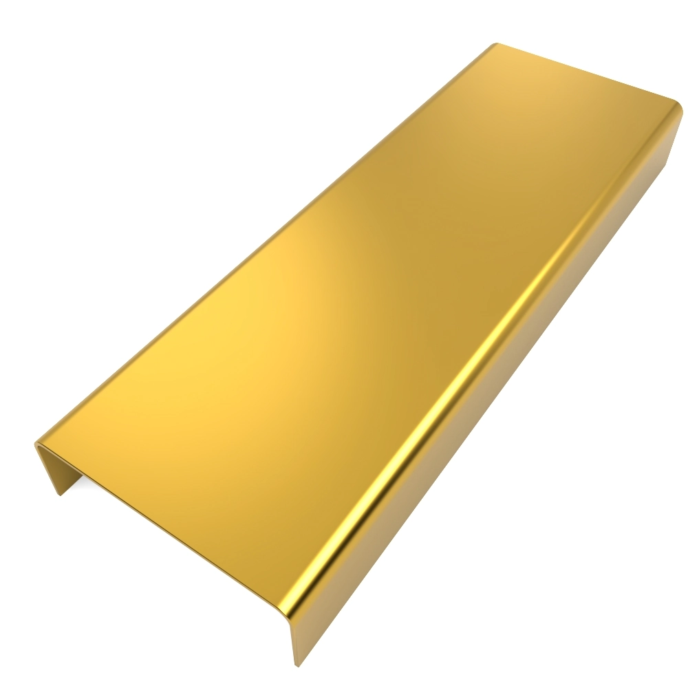 Perfil Listelo, U Aço 304 Pol Daourado A9mm L30mm C2m