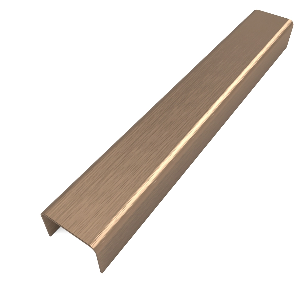 Perfil Listelo "U", Aço Inox 304, Escovado, Bronze - 9 x 15 x 9 x 2000 mm