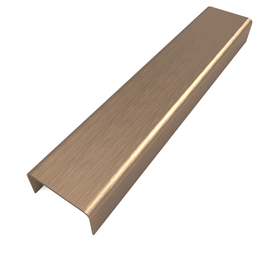 Perfil Listelo "U", Aço Inox 304, Escovado, Bronze - 9 x 20 x 9 x 2000 mm