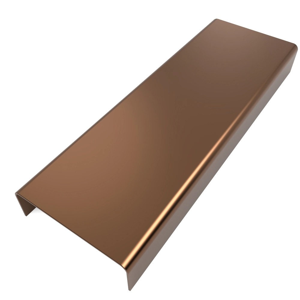 Perfil Listelo "U", Aço inox 304, Brilho, Marrom - 9 x 30 x 9 x 2000mm