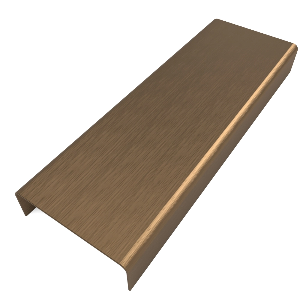 Perfil Listelo "U", Aço Inox 304, Escovado, Marrom - 9 x 20 x 9 x 2000mm