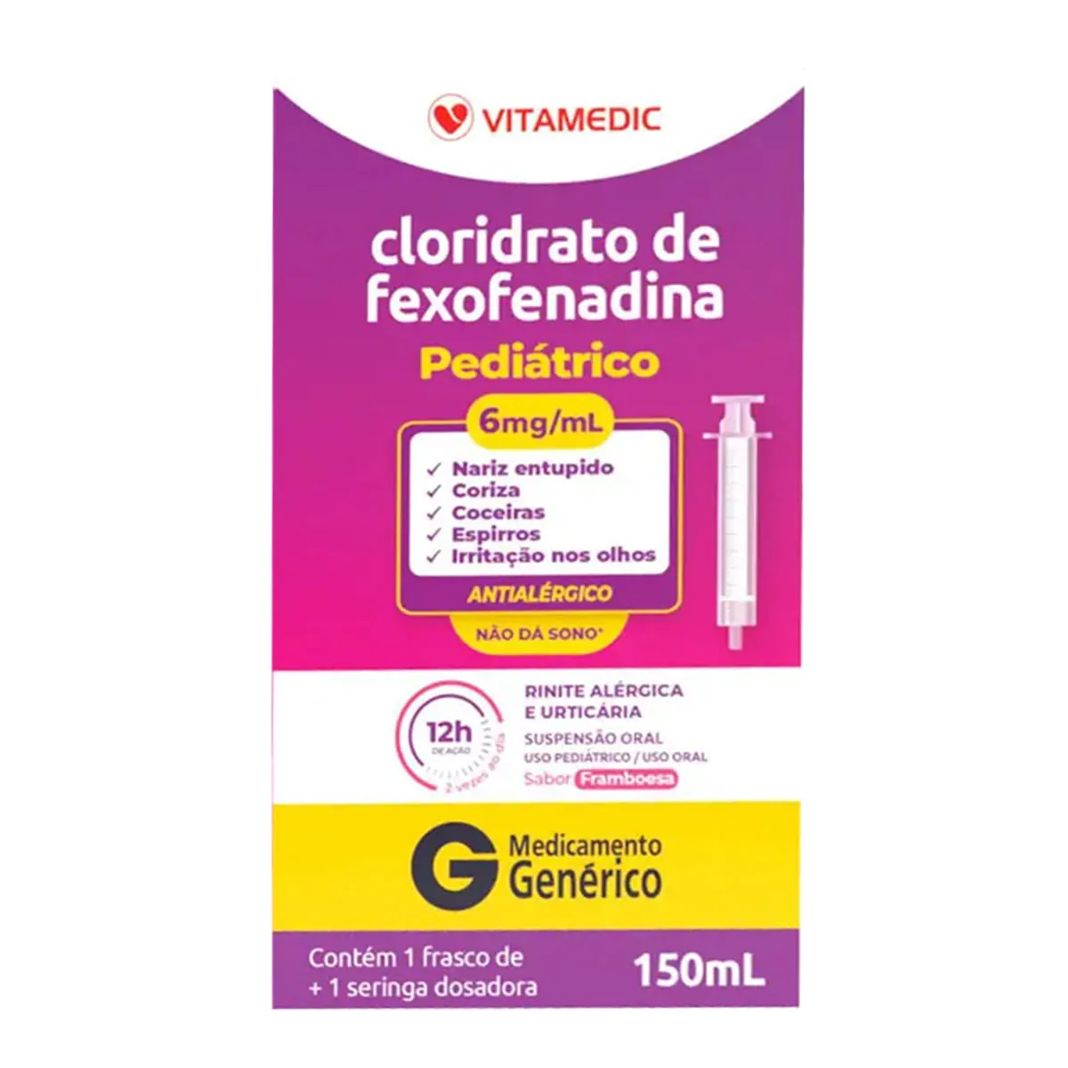 Cloridrato De Fexofenadina Susp Oral 6mg/ml Fr 150ml Copo Do