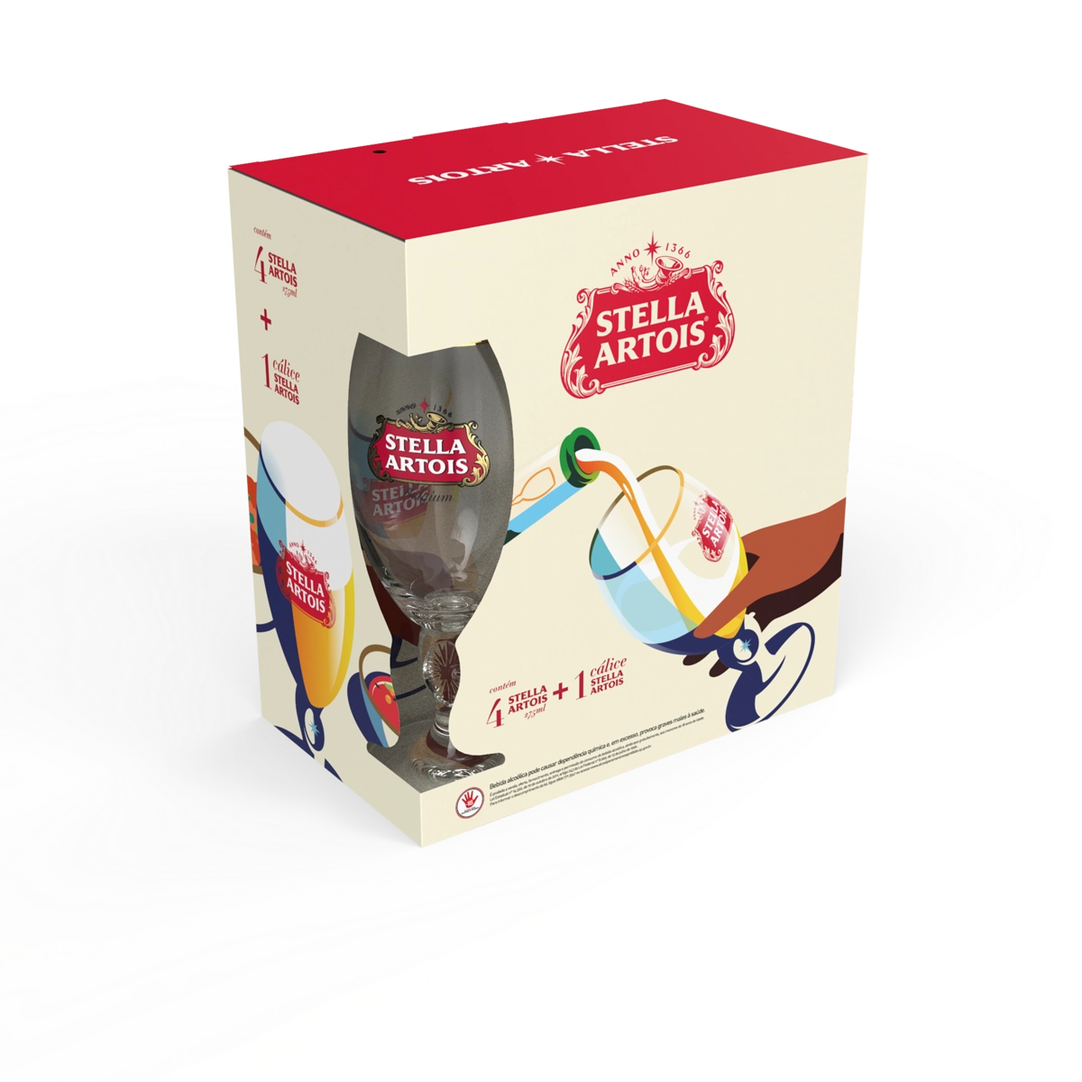 Kit Cálice Cerveja Stella Artois 4 Unidades 275ml Cada