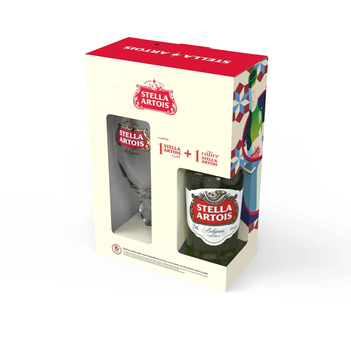 Kit Cerveja Stella Artois 275ml 1 Un + Calice Stella Artois 250ml 1 Un