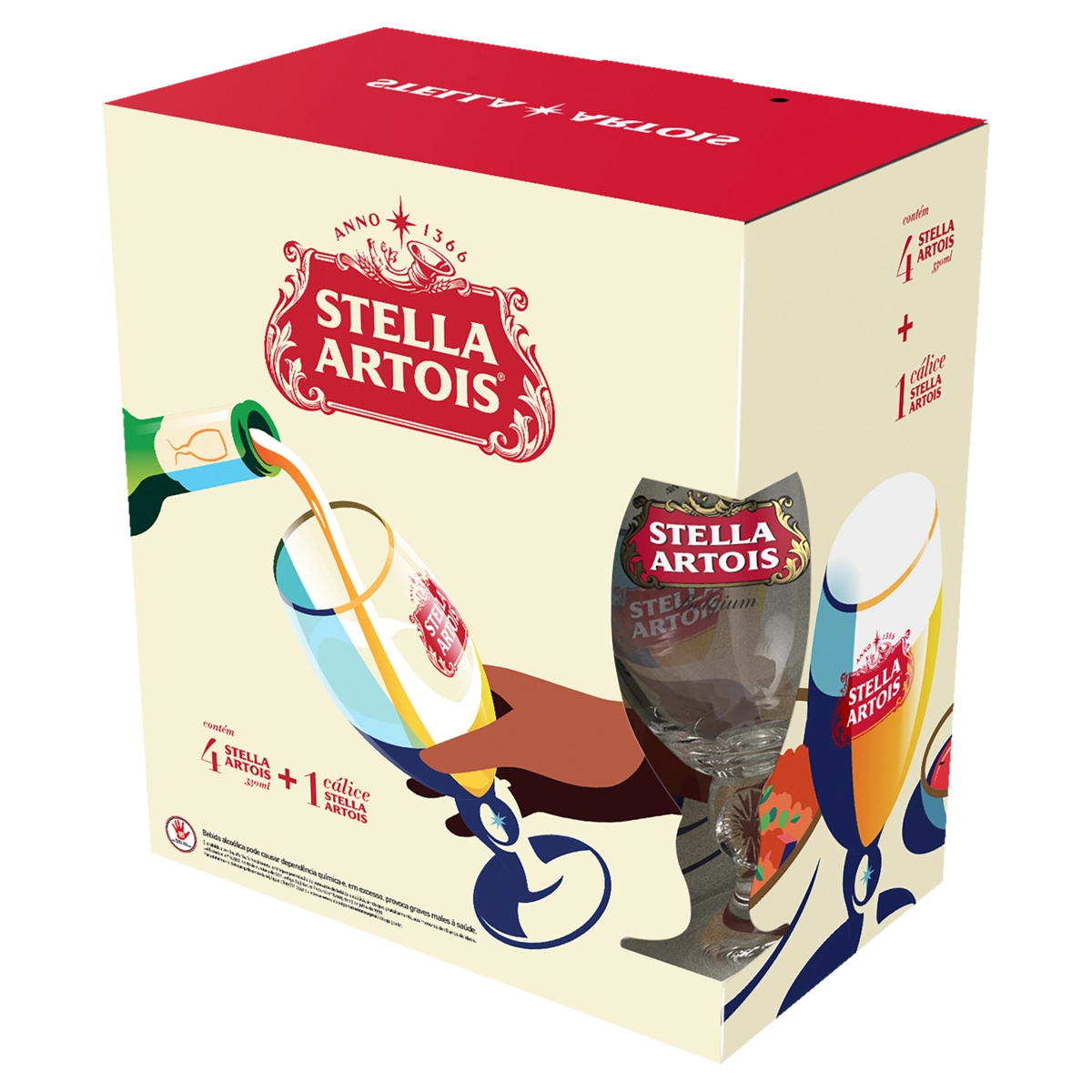 Kit Cálice Cerveja Stella Artois 4 Unidades 330ml Cada