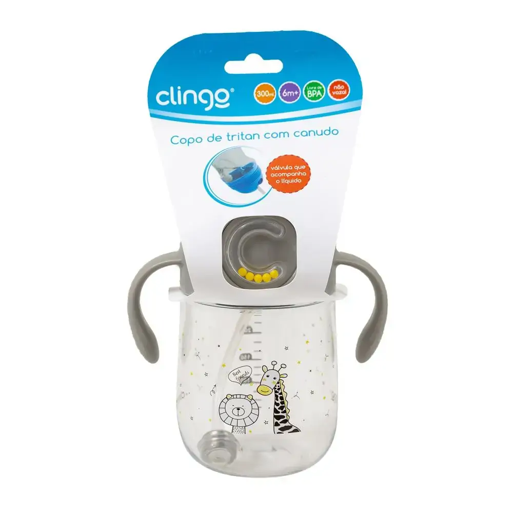 Copo De Tritan Com Canudo Zoo - Clingo