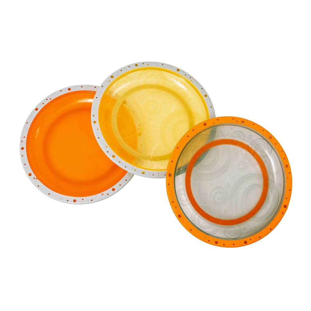 Kit 3 Pratos Colors Clingo Com Borda De Silicone - Divertido E Prático