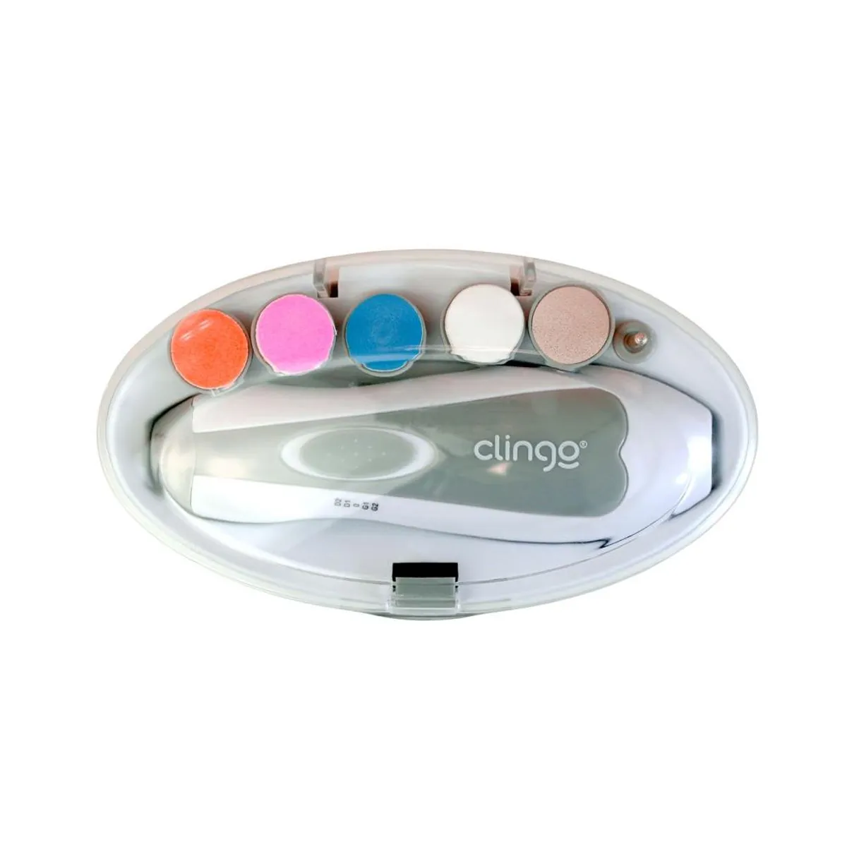 Lixa de Unhas Elétrico Cinza e Branco Clingo
