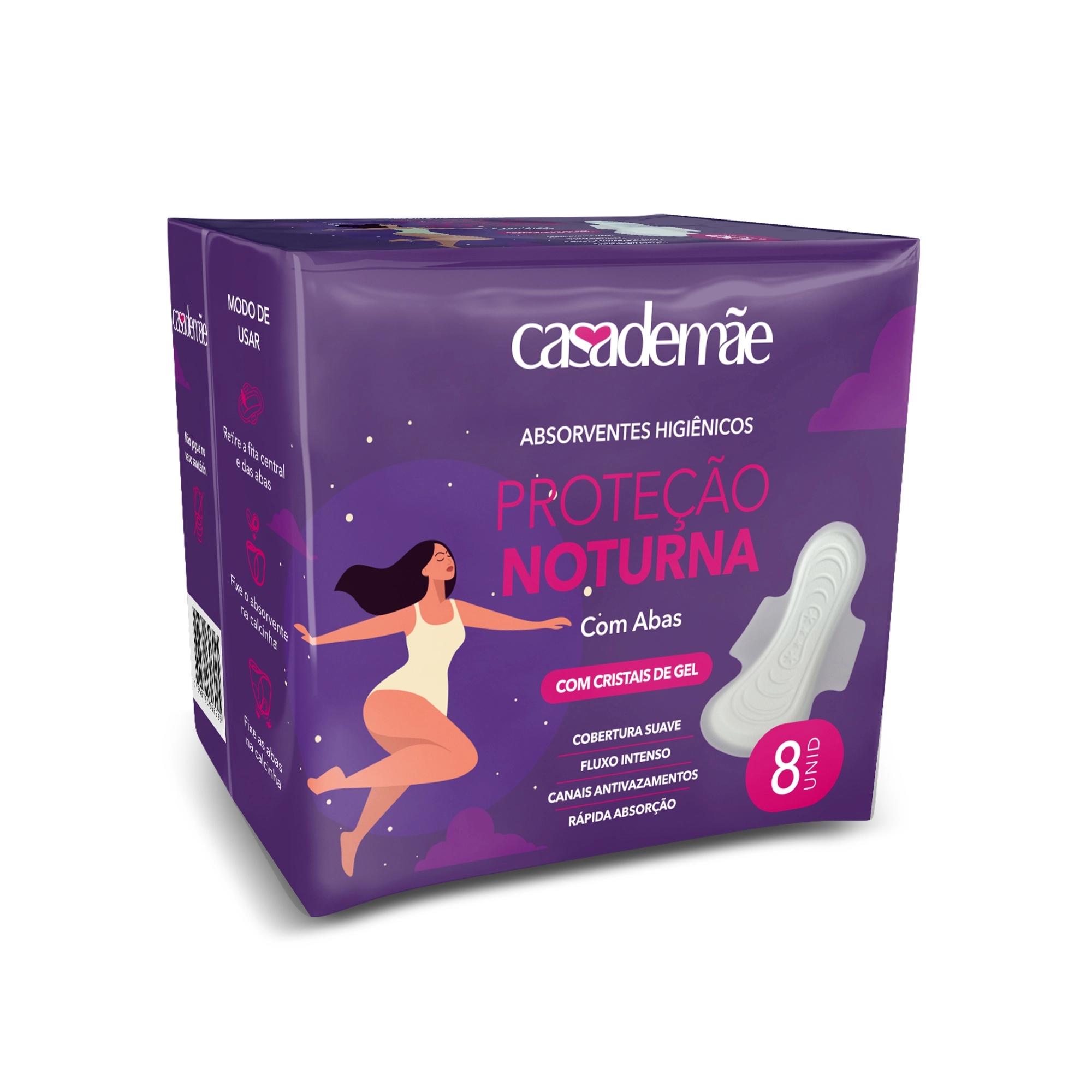 Absorvente Noturno Casa De Mae C/abas 8 Unidades