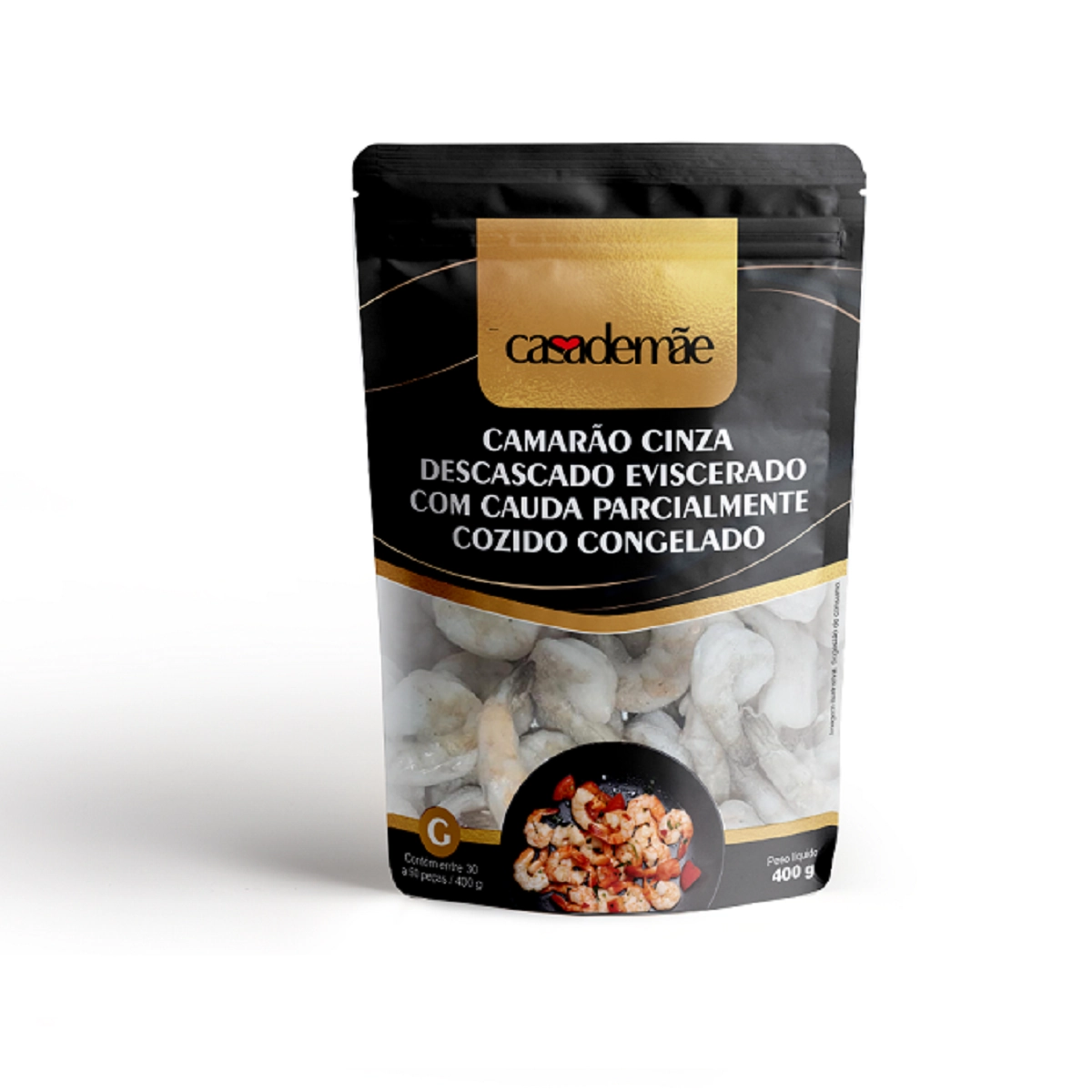 Camarao Cinza Casa De Mae G Pre Cozido 36/40 Eviscerado 400g