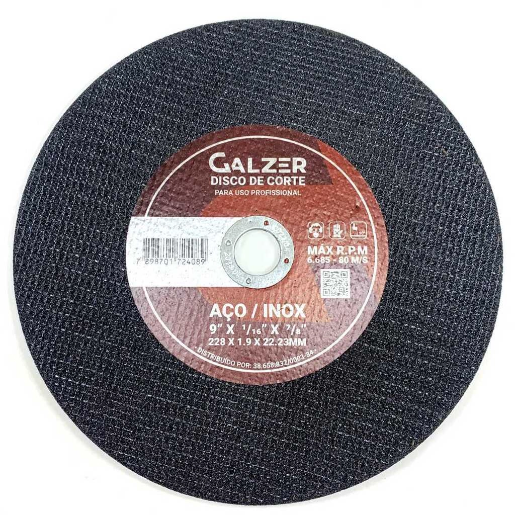 Disco De Corte P/aço E Aço Inox 9" 1.9mm Furo 22.22mm - Galzer