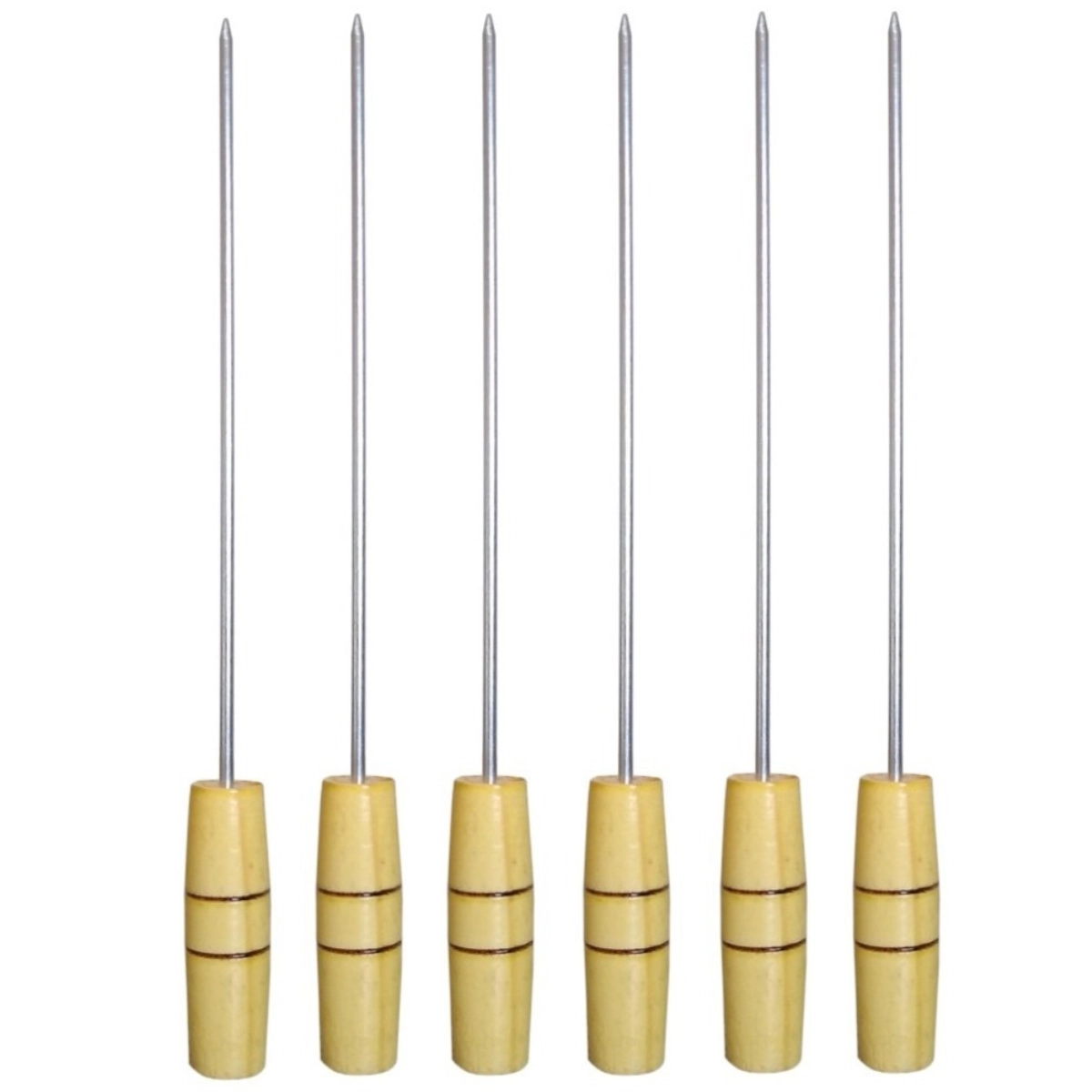 Espetos Para Churrasco 59 Cm Com Cabo De Madeira 06 Unidades