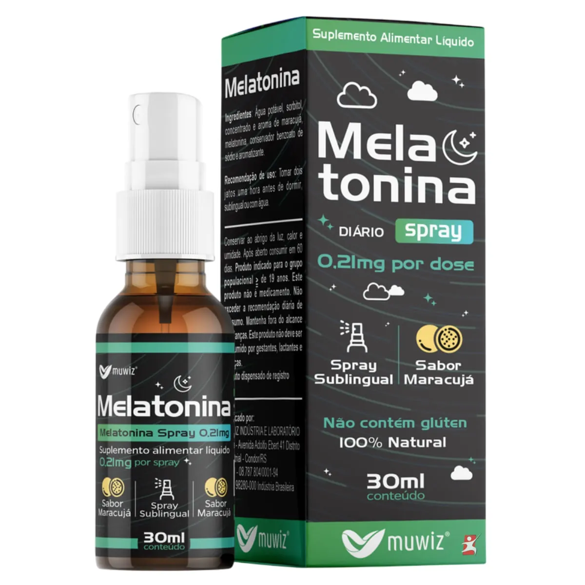 MELATONINA SPRAY SUBLINGUAL SABOR MARACUJÁ 30ML - MUWIZ