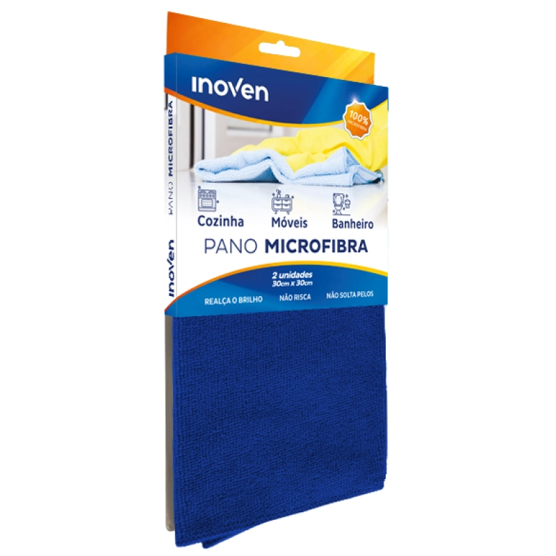 Pano Microfibra Inoven 40x60 Azul C/2 Un