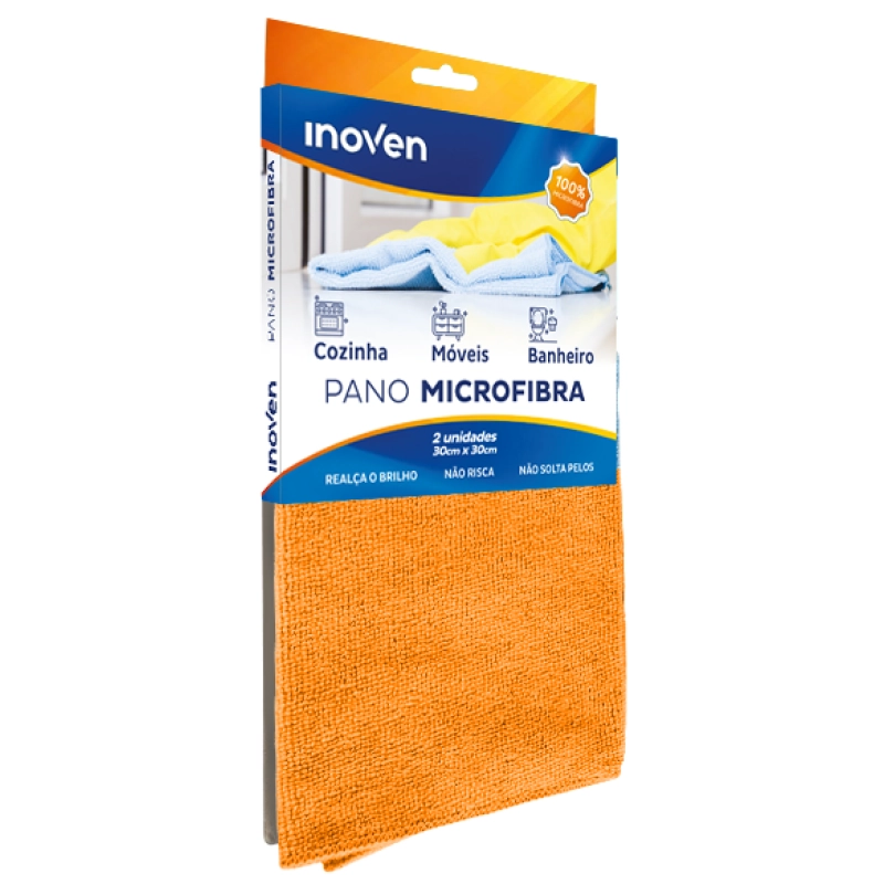Pano Microfibra Laranja C/ 2 Und 40x60 Cm Inovem