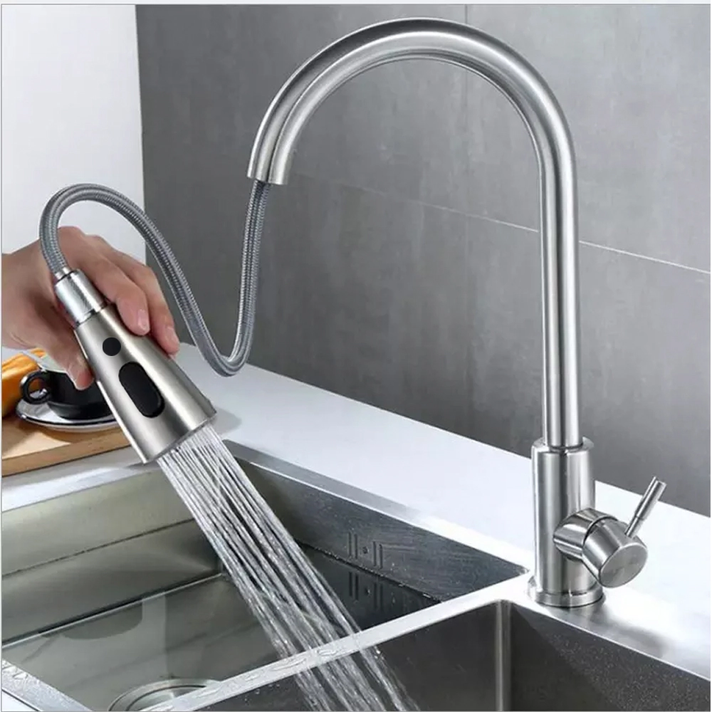 Torneira De Puxar Extensível Para Cozinha Monocomando Misturador 50cm + Kit Instalação