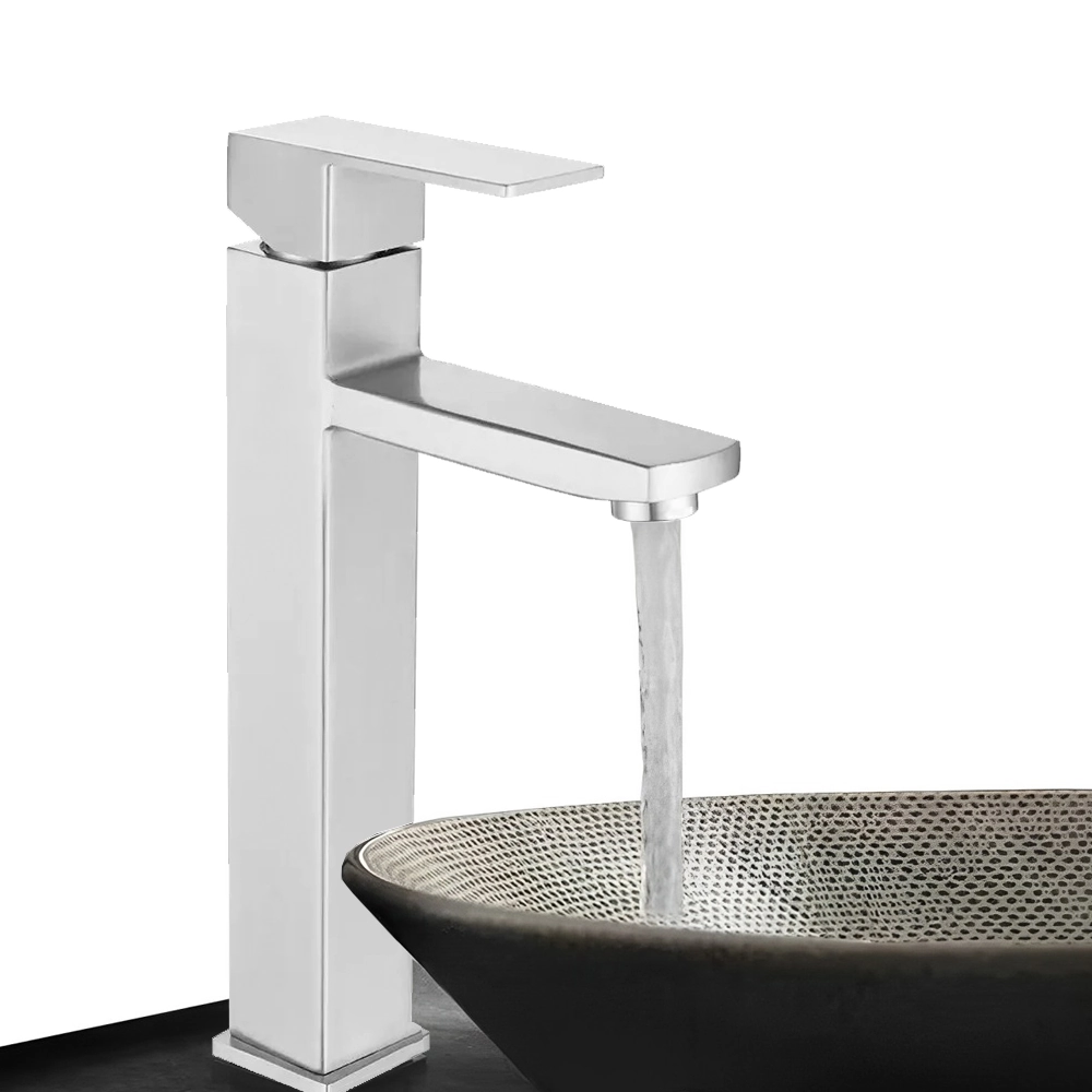 Torneira Para Banheiro Bica Alta Inox Para Cuba De Sobrepor Monocomando Gourmet Luxo
