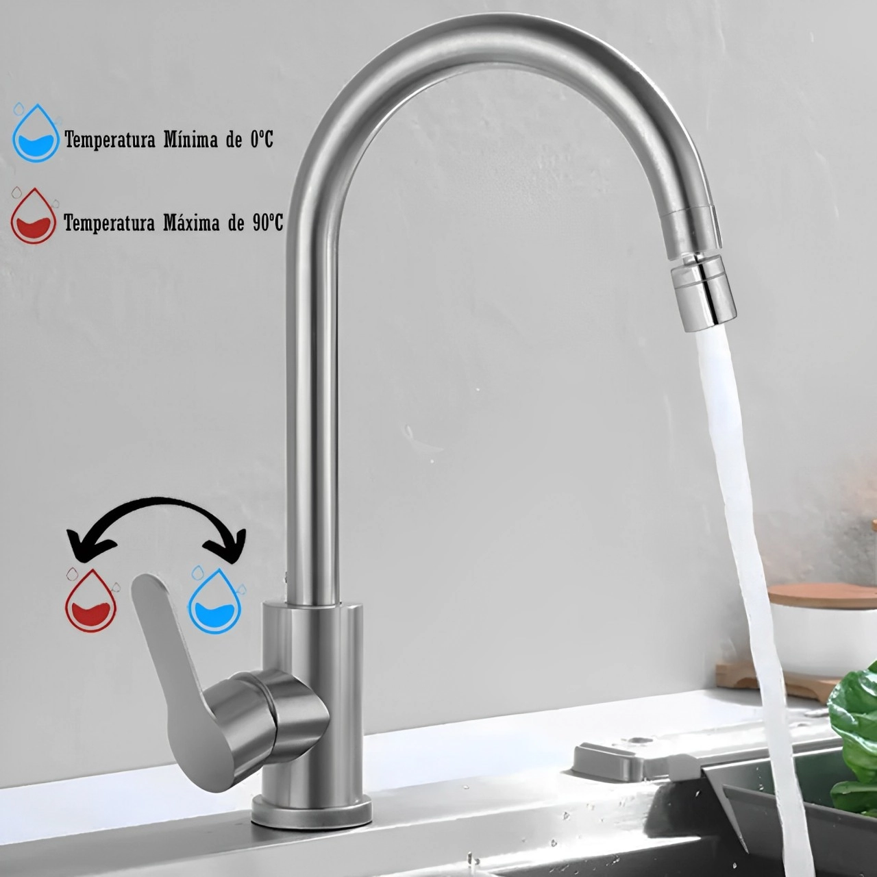 Torneira De Cozinha Gourmet Bancada Pia Luxo Misturador Monocomando