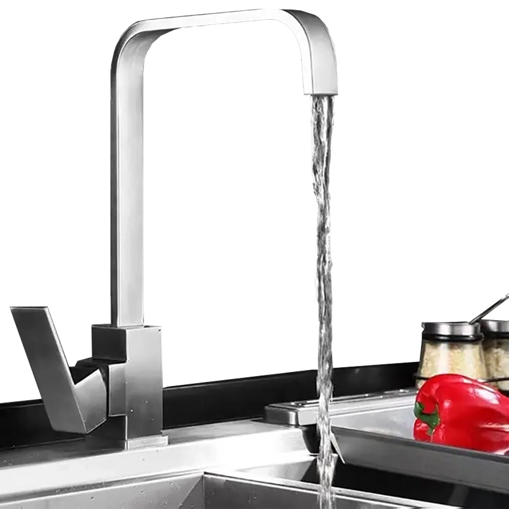 Torneira Cozinha Bica Alta Quadrada Gourmet Bancada Inox