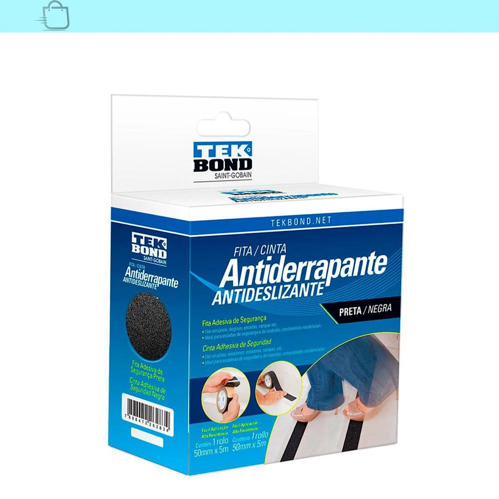 Fita Antiderrapante Autoadesiva Preta 50x5m Tek Bond