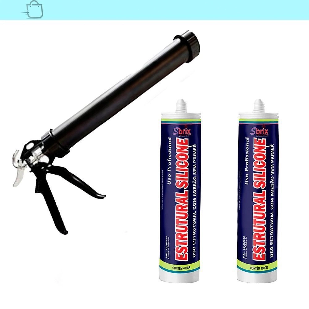 2 Silicone Estrutural Cinza Cartucho 400g Sbrix Aplicadora