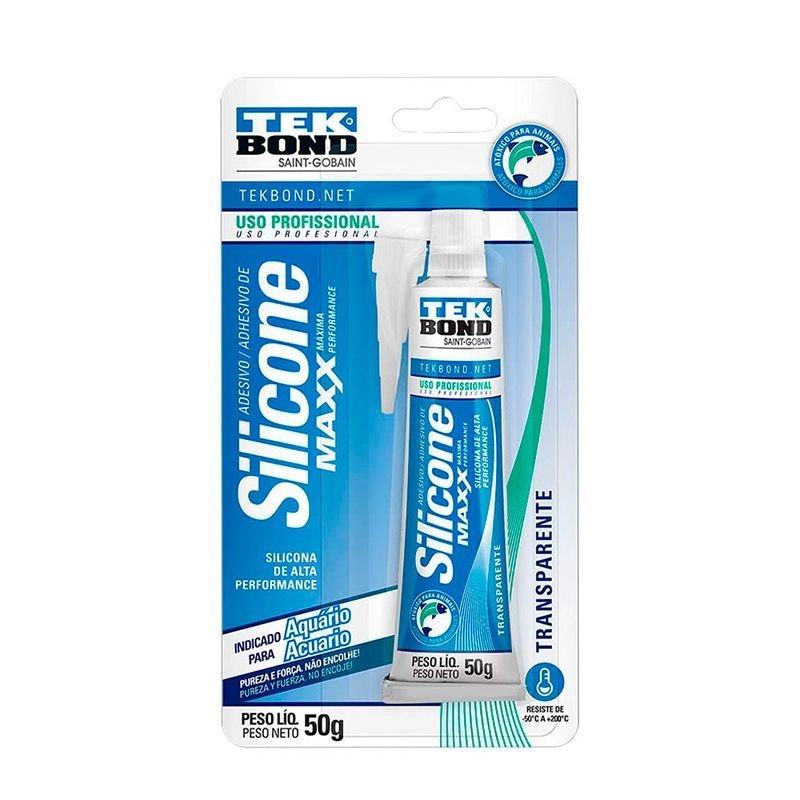 Silicone Aquário Maxx Transparente Atóxico 50g Tekbond