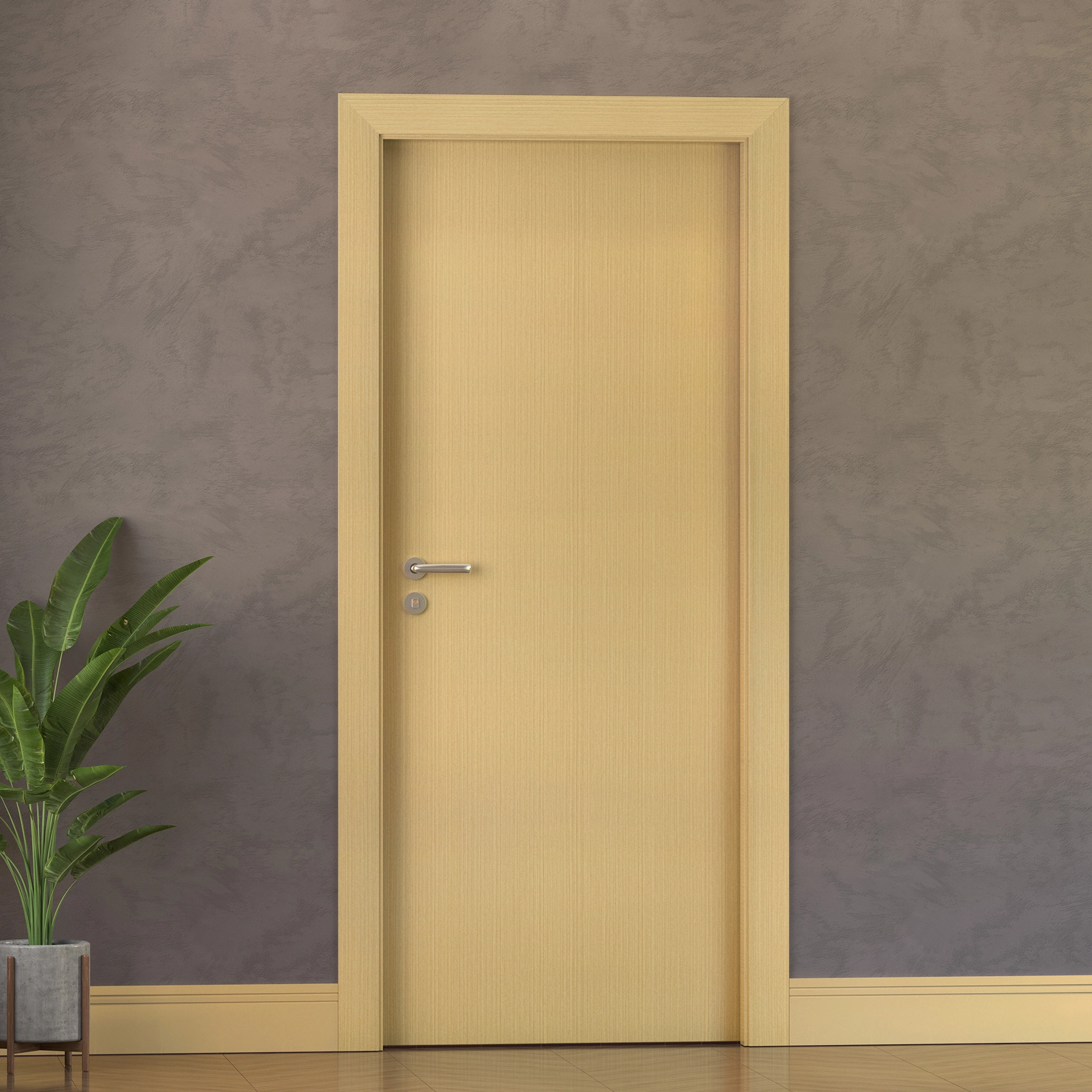 Kit Porta Madeira de Giro Direito Freijó 210x70cm Sarrafeada com Batente Regulável 8,5 a 16cm Lisa Concrem Wood