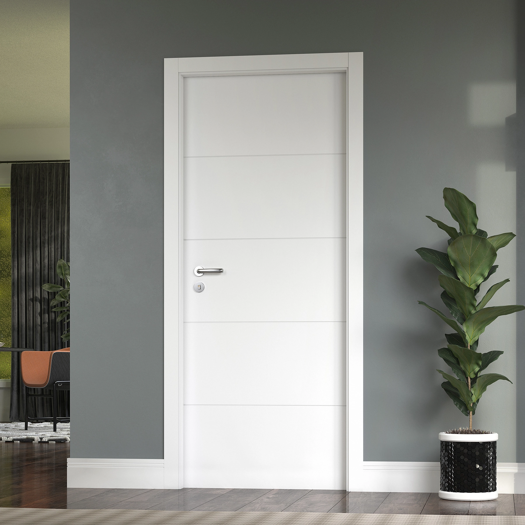 Folha de Porta Madeira de Giro ou Correr Direito|Esquerdo Branco 210x70cm Colméia Lucerna UV Artens