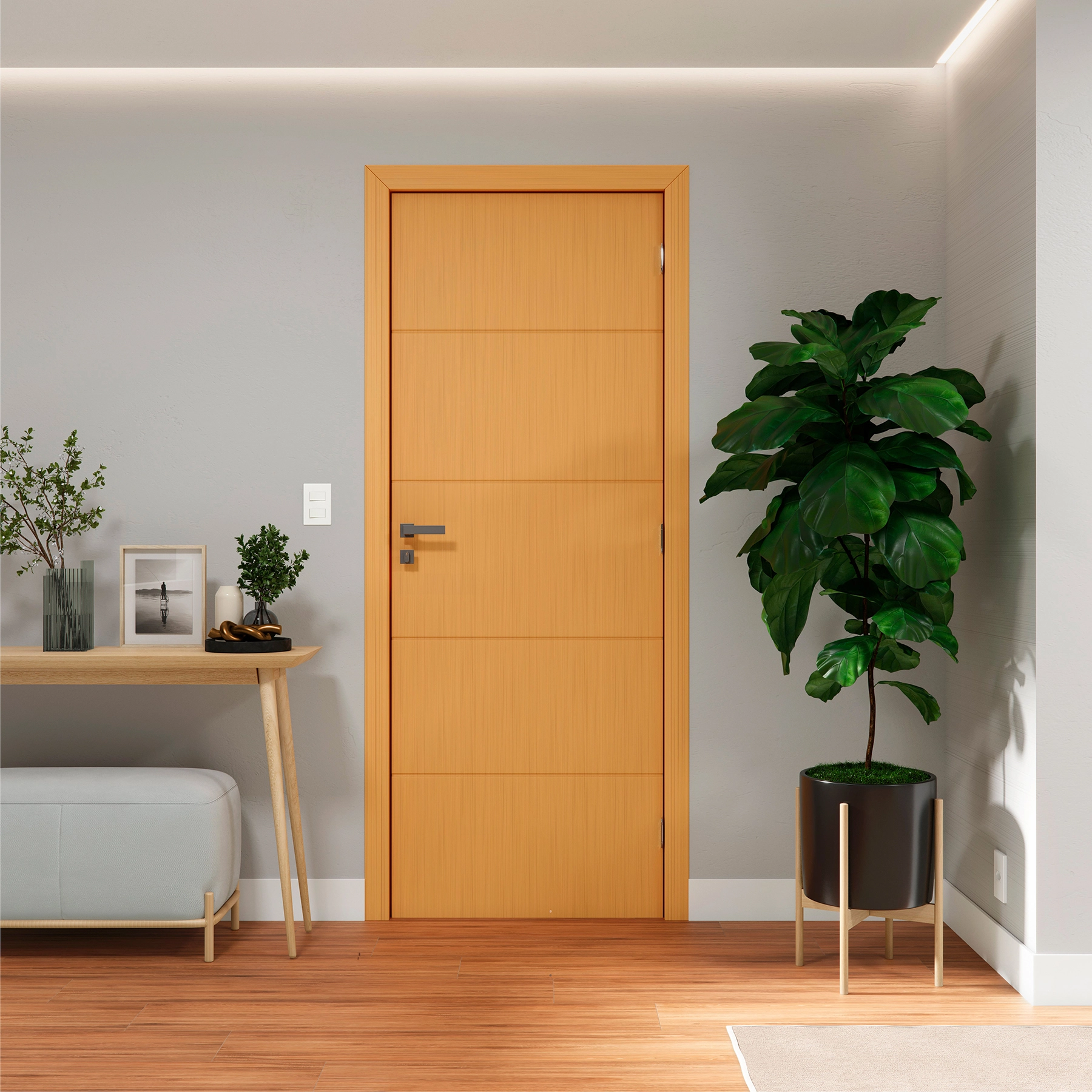 Kit Porta Madeira de Giro Esquerdo Curupixá 210x60cm Sarrafeada com Batente Regulável 8,5 a 16cm Vivace UV Artens
